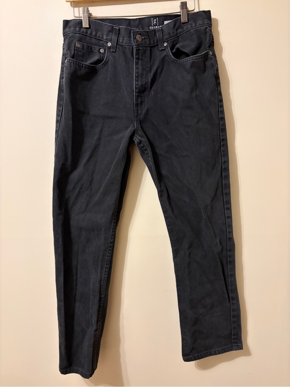 George Men's Slim Straight Black Jeans